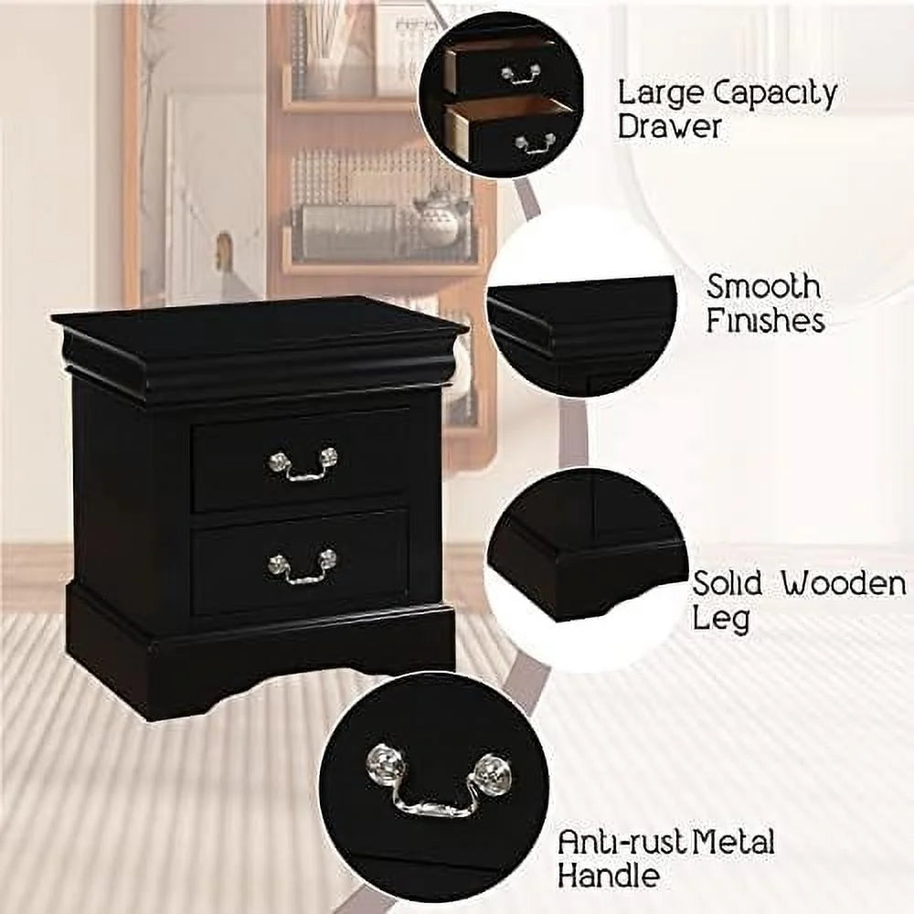 Small Wooden Nightstand with 2 Drawers P108000