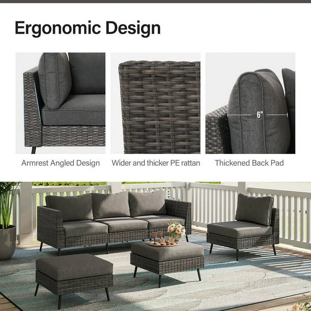 7 Pieces Patio Conversation Set with 6 Chairs and 1 Coffee Table N407961