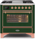 36 Dual Fuel Propane Gas Range Emerald Green Copper Trim S2234