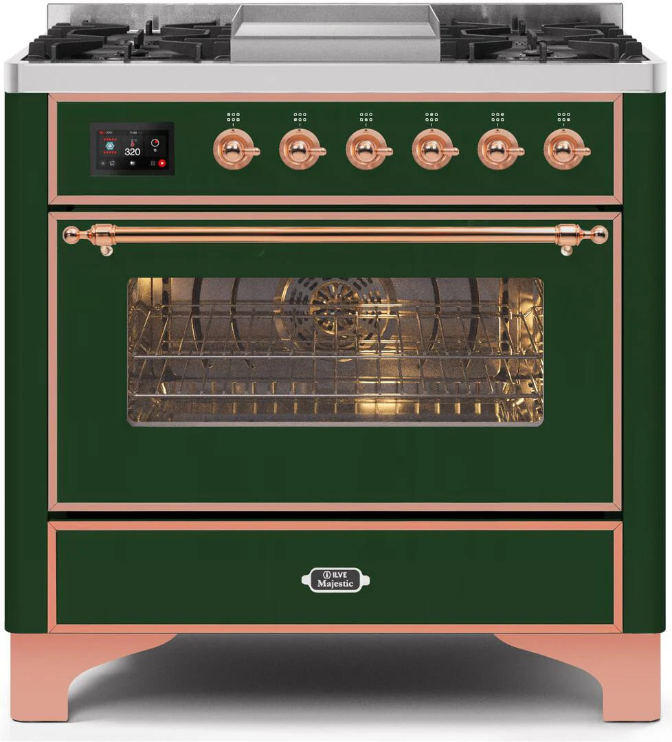 36 Dual Fuel Propane Gas Range Emerald Green Copper Trim S2234