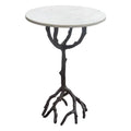 Birch Round Accent Table with Marble Top C1716