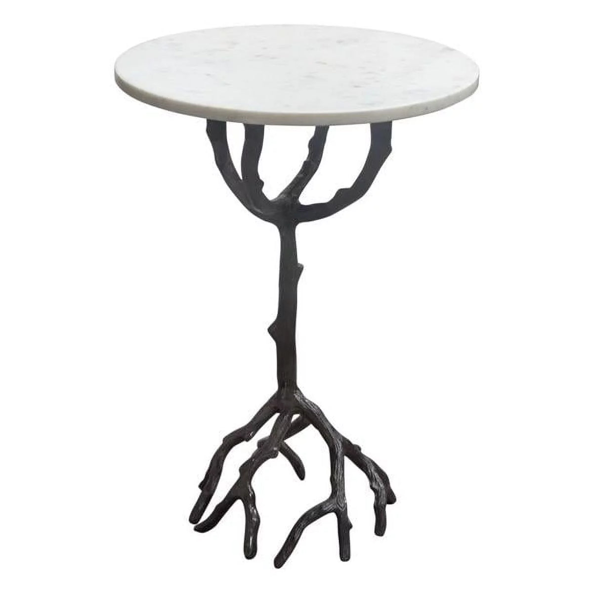 Birch Round Accent Table with Marble Top C1716
