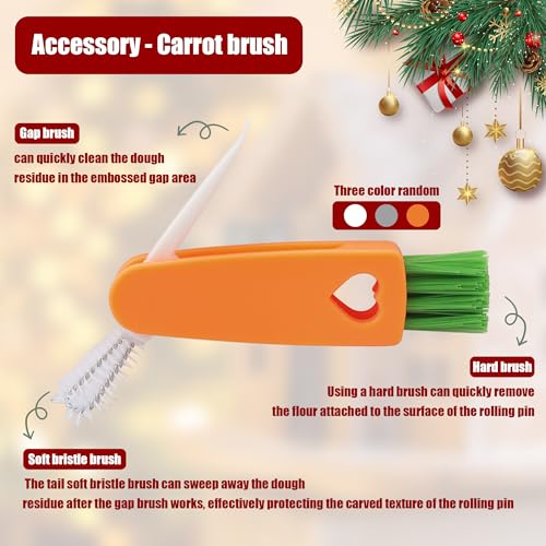 17" Wooden Rolling Pin with Cleaning Brush X990915