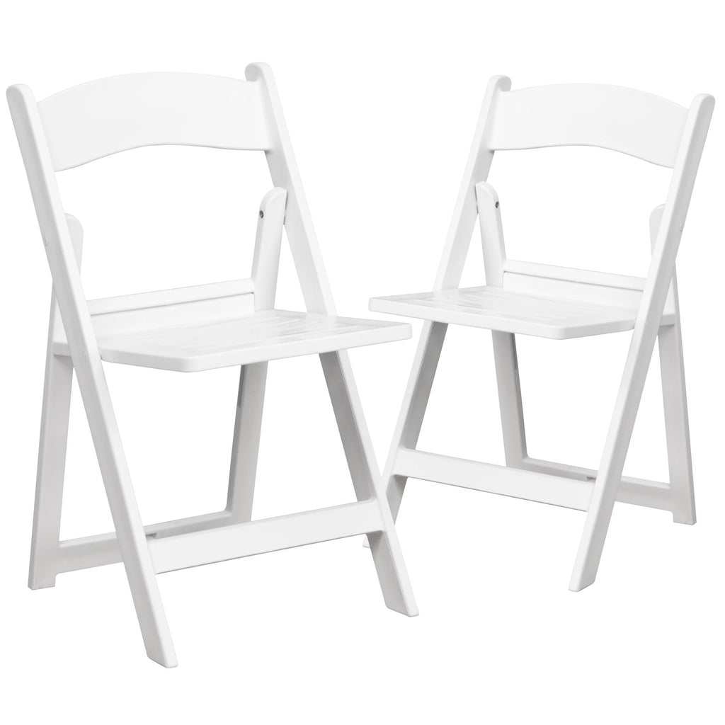 2 Pack 800 lb. Capacity White Resin Folding Chair F158