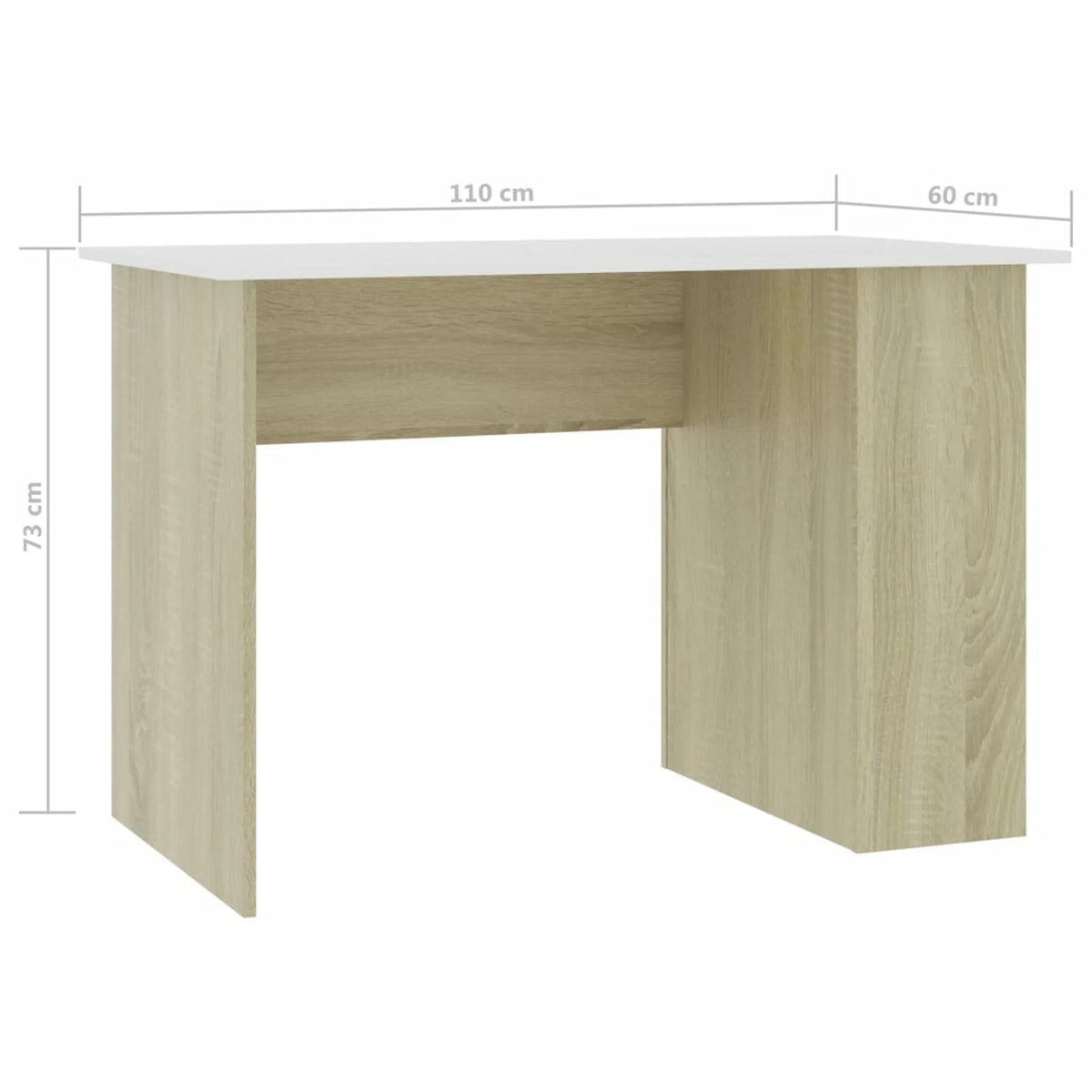 White Computer Desk with Side Storage Shelves I487031
