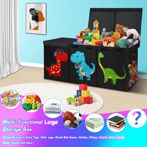 Extra Large Collapsible Storage Organizer with Lids, 40"x16"x16" Black Y7809