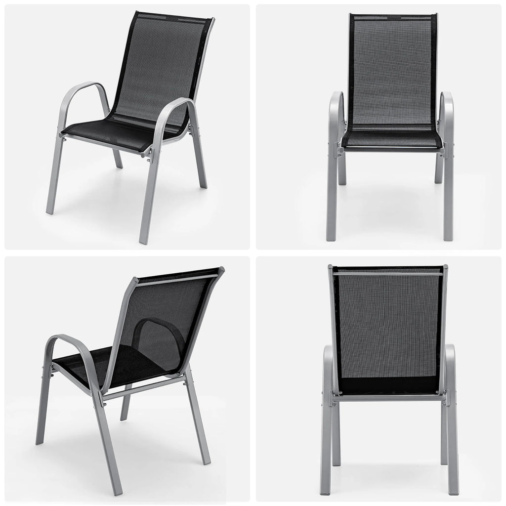 Set of 4 Black Stackable Patio Dining Chairs I692016