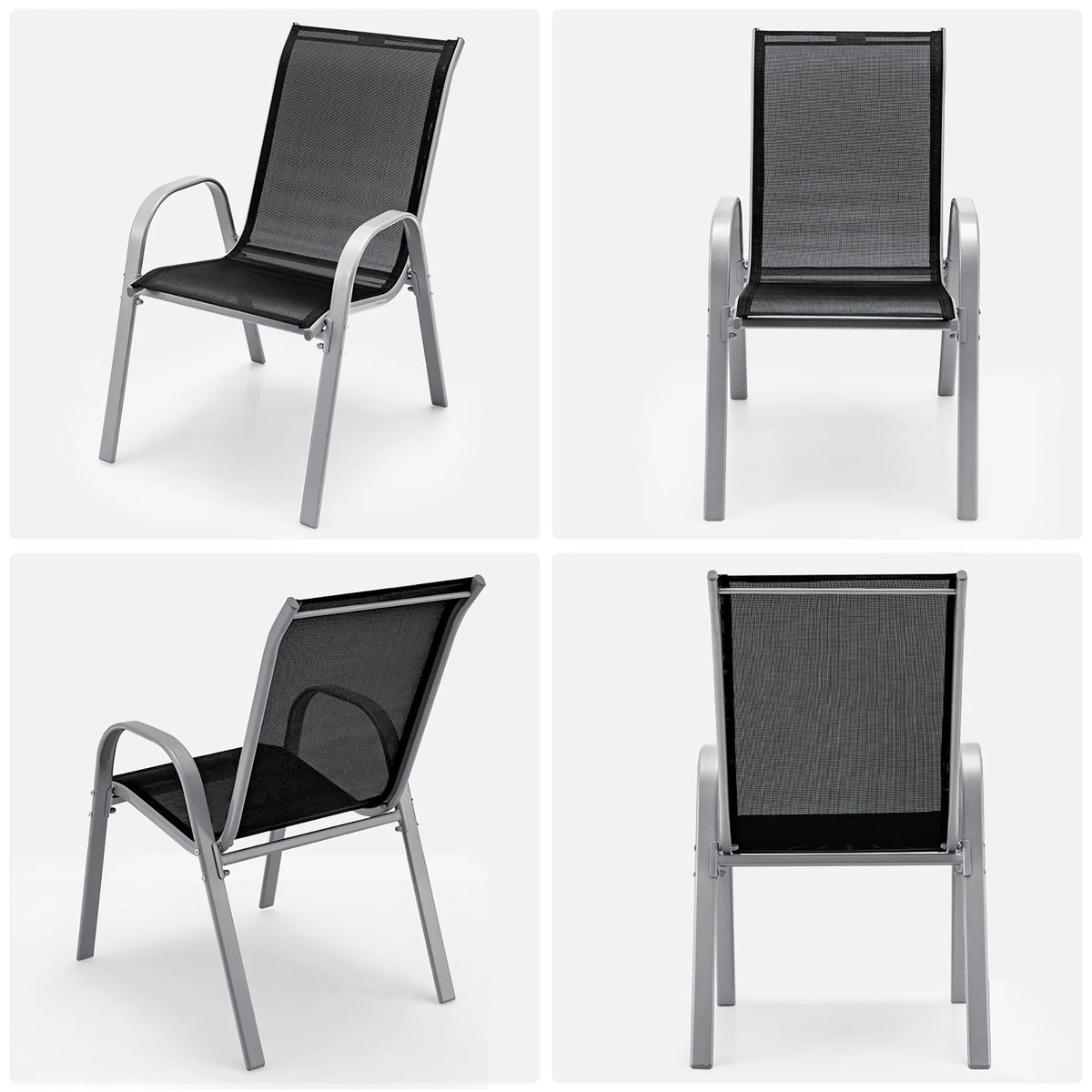 Set of 4 Black Stackable Patio Dining Chairs I692016