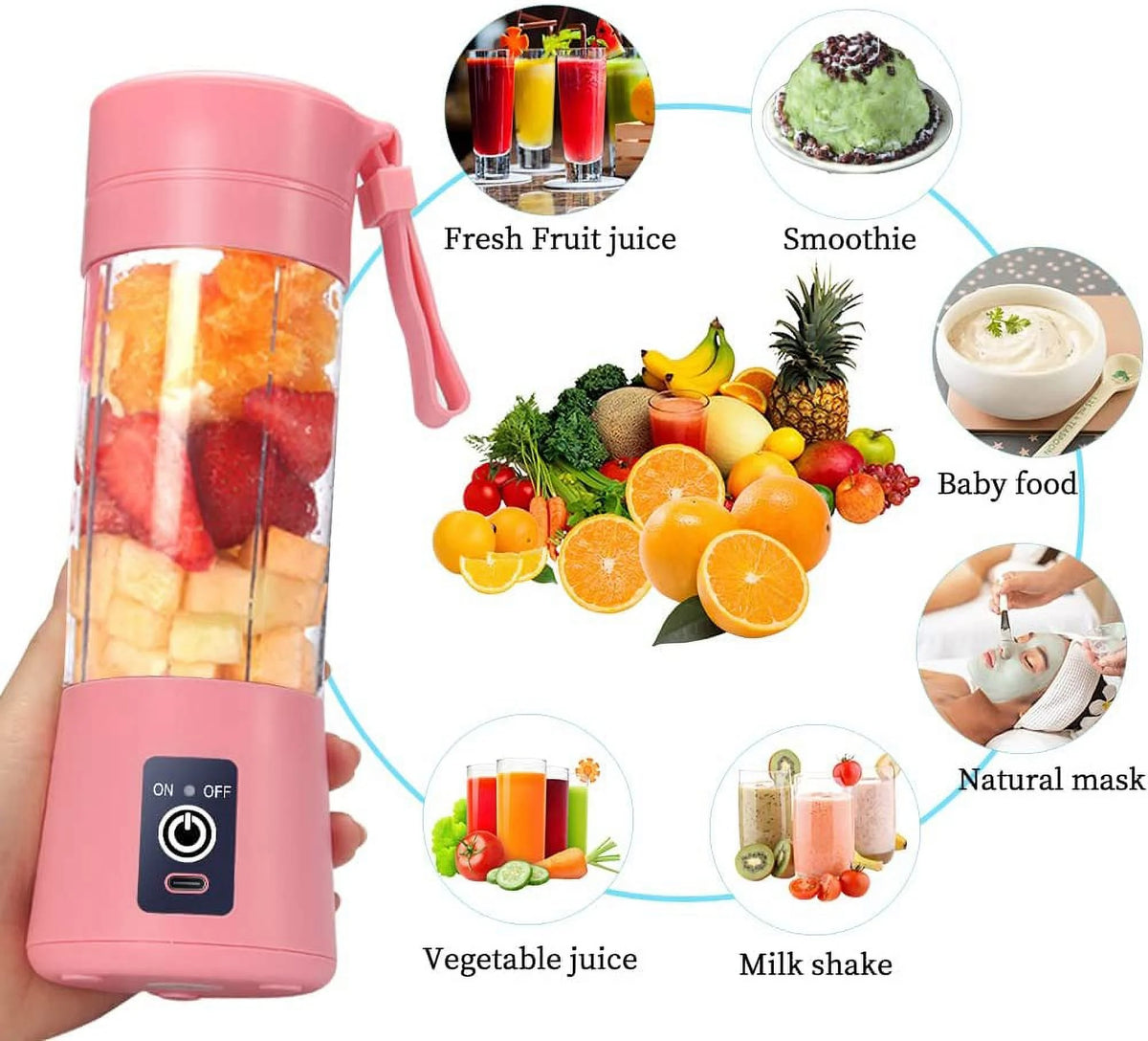Portable USB Rechargeable Blender 380ml E539