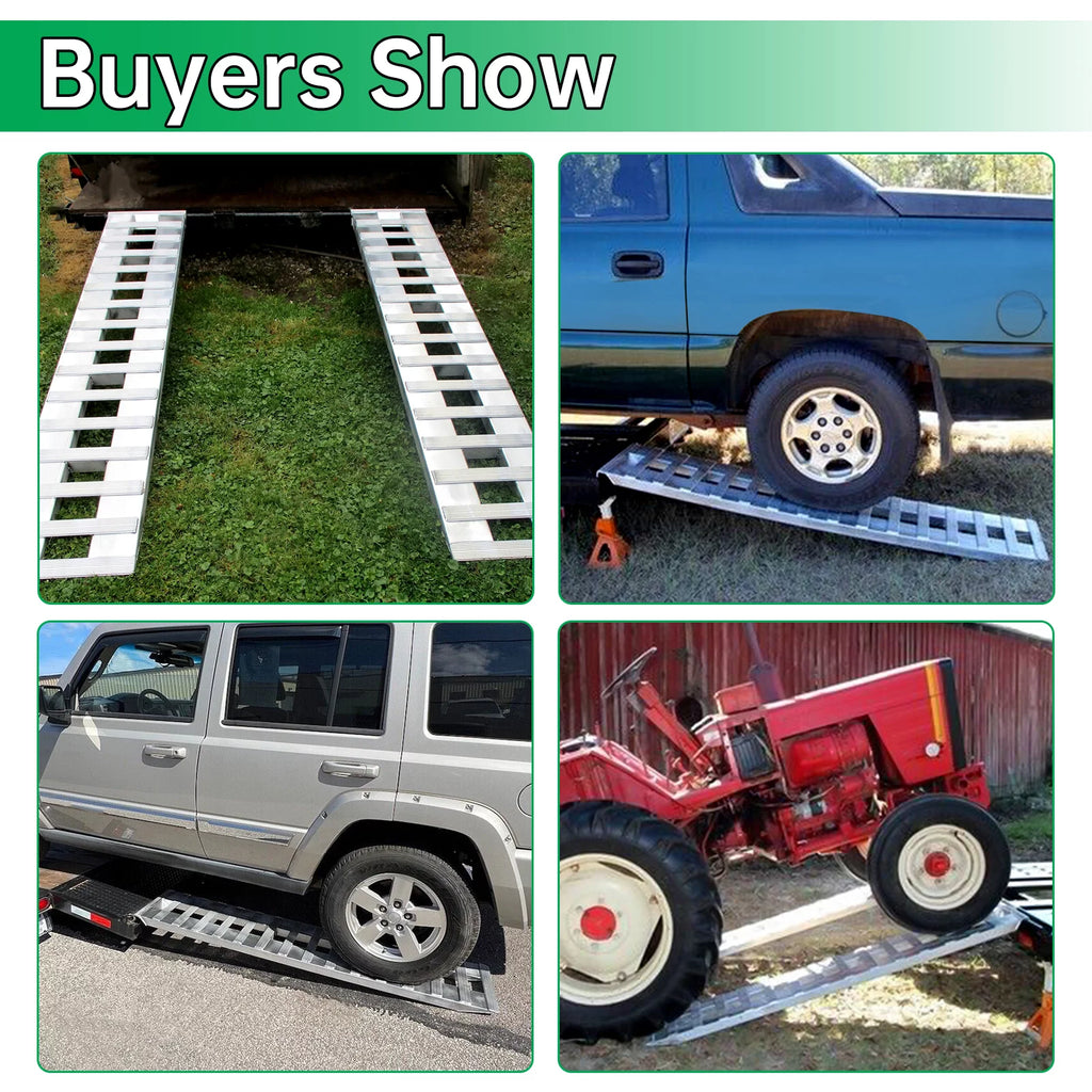 Pair Truck Trailer Ramps 80" X 15" X 2.3" 6000 LBS Silver Aluminum H88719