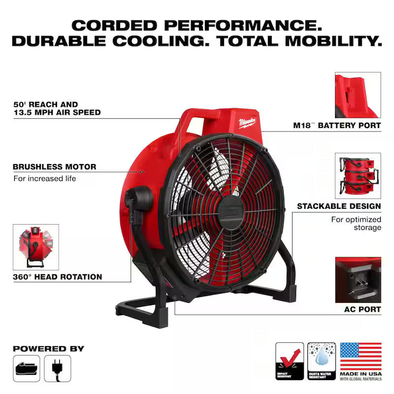 Brushless Cordless Variable Speed Fan G6941
