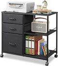 3 Drawer Mobile File Cabinet with Storage Shelf, Black V628896