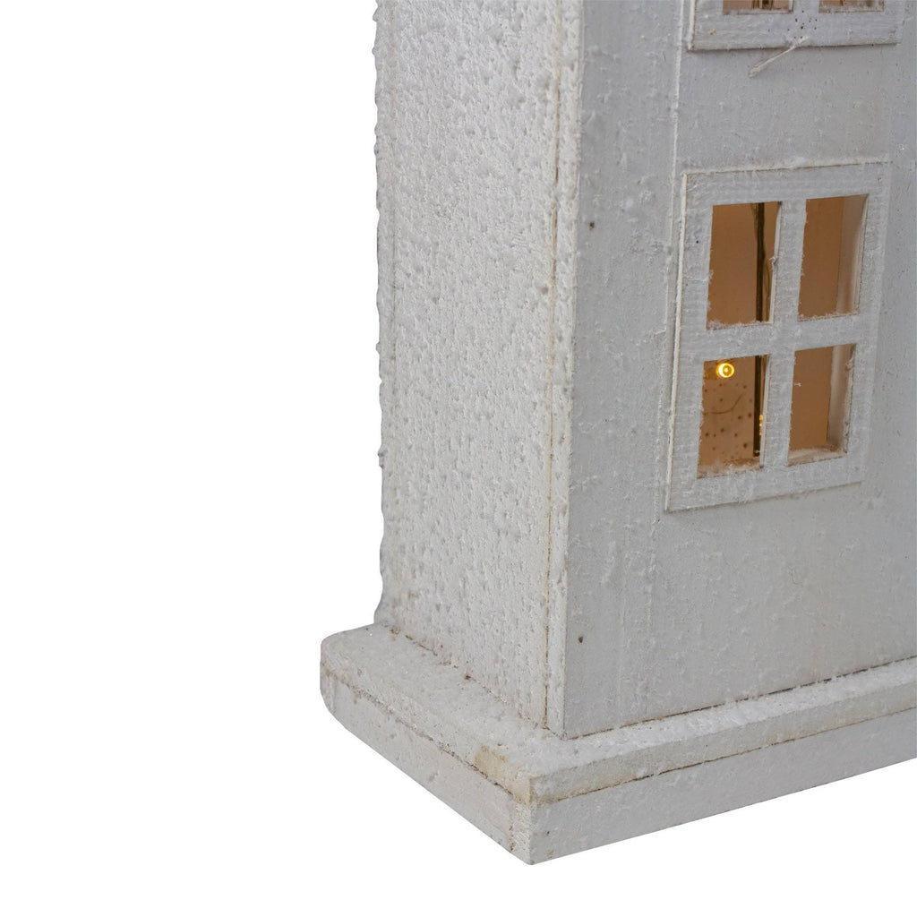 Snow-Covered Rustic White Wooden House Christmas Tabletop J56725