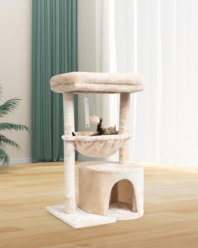 Small Cat Tree with Scratching Post and Cradle Z864037