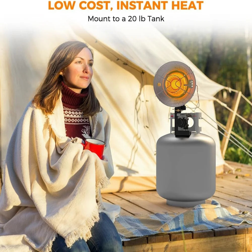 Outdoor Propane Tanktop Heater Single Burner Steel 15,000 BTU H86436