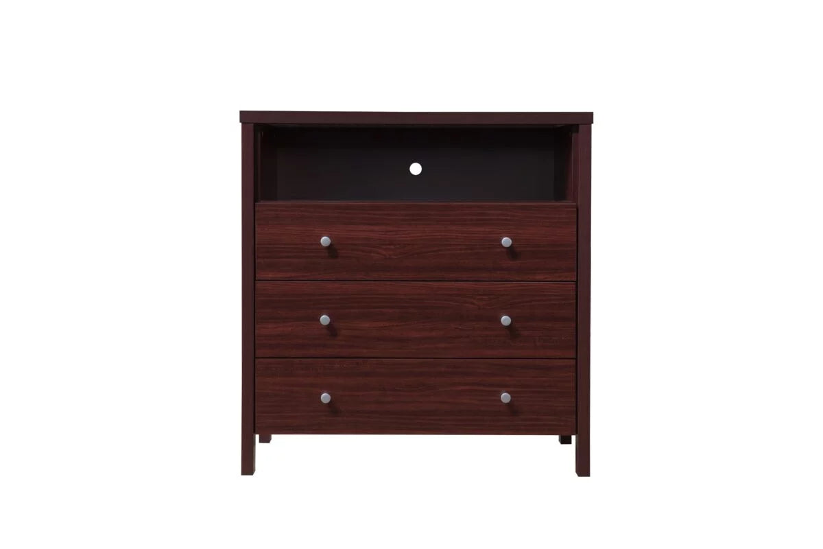 3 Drawer Mahogany Dresser with Open Shelf J194874