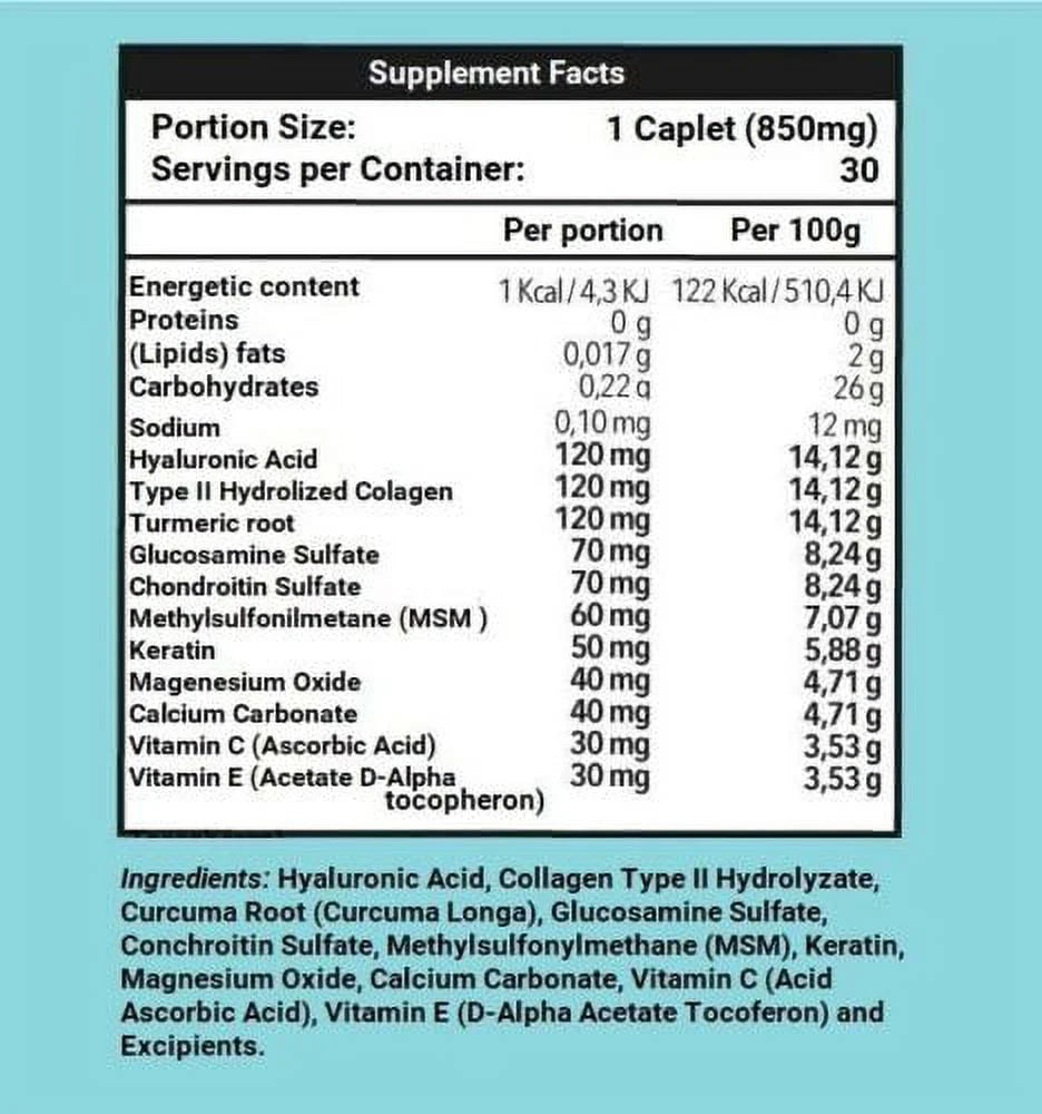 Hyaluronic Acid 30 Caplets 850 mg G824062