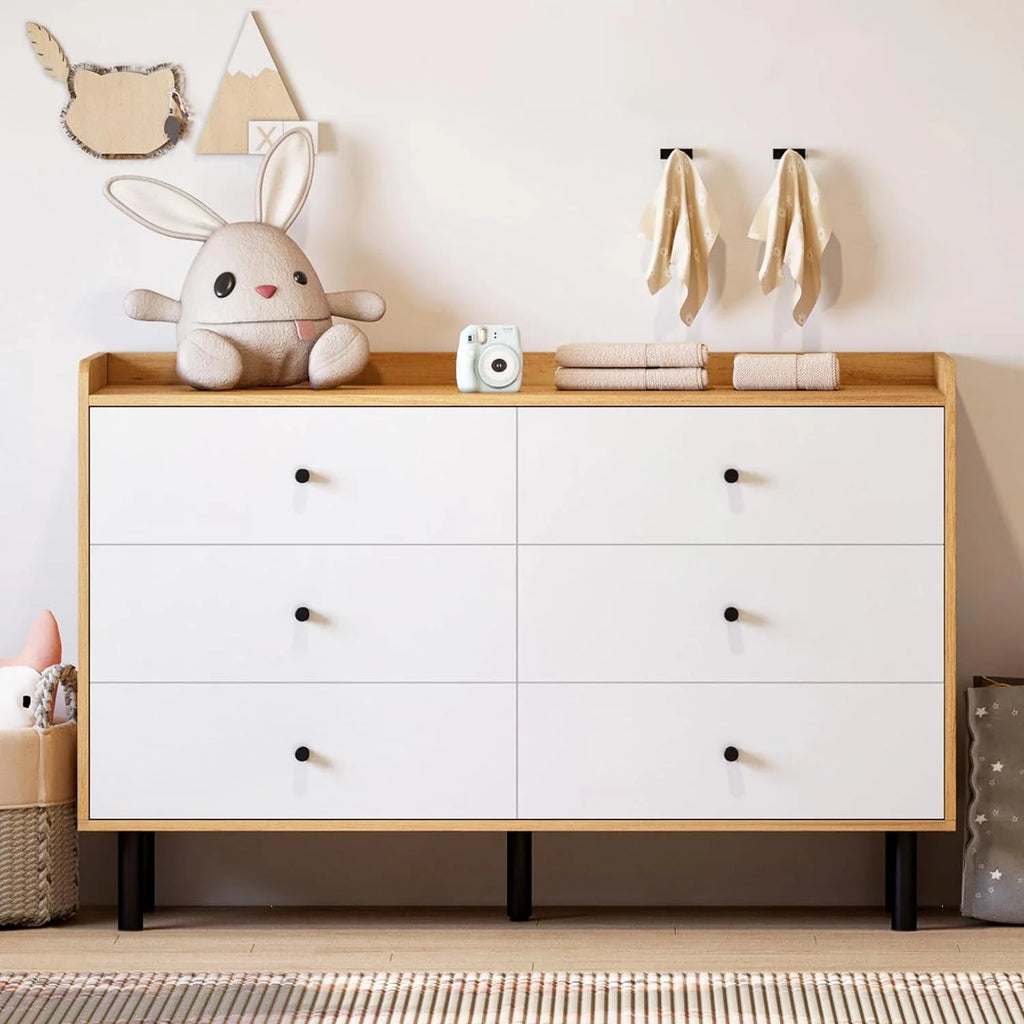 Black 6 Drawer Wood Dresser E9838