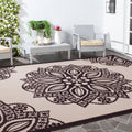 Beige Black Medallion Indoor Outdoor Area Rug D6080