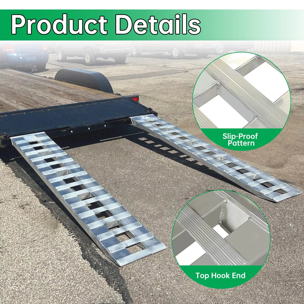 Pair Truck Trailer Ramps 80" X 15" X 2.3" 6000 LBS Silver Aluminum H88719