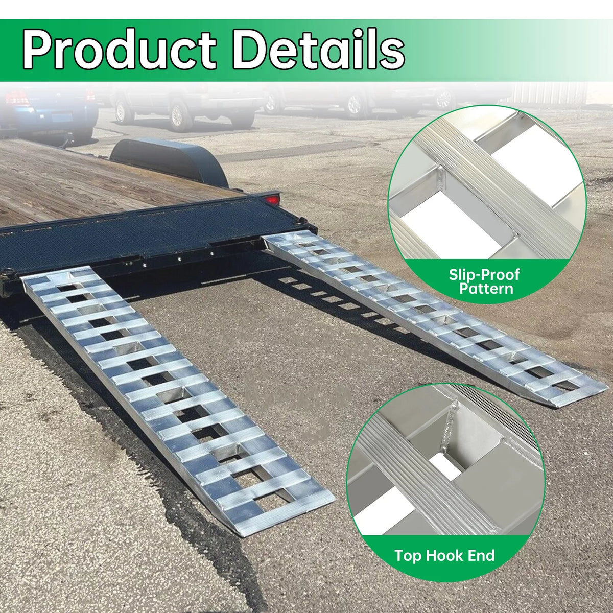 Pair Truck Trailer Ramps 80" X 15" X 2.3" 6000 LBS Silver Aluminum H88719