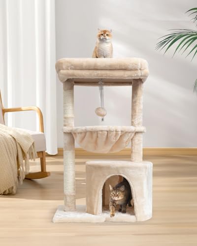 Small Cat Tree with Scratching Post and Cradle Z864037