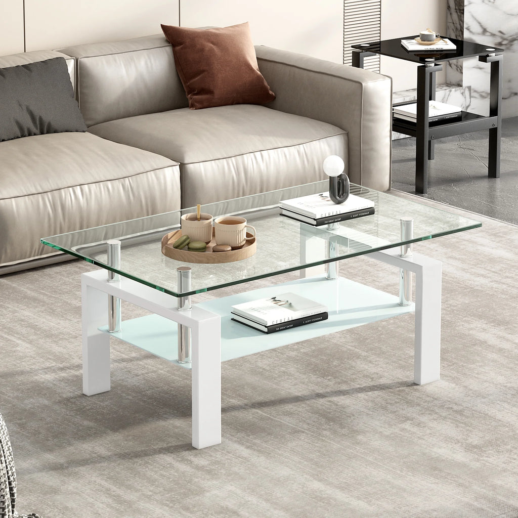 Clear Glass 2-Layer Coffee Table J871387
