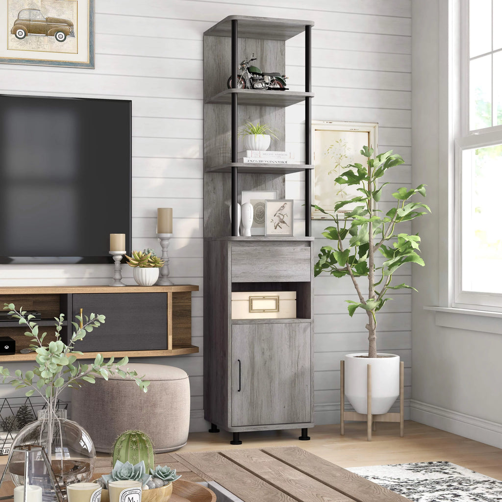 4-Shelf Accent Bookcase with Drawer W6931
