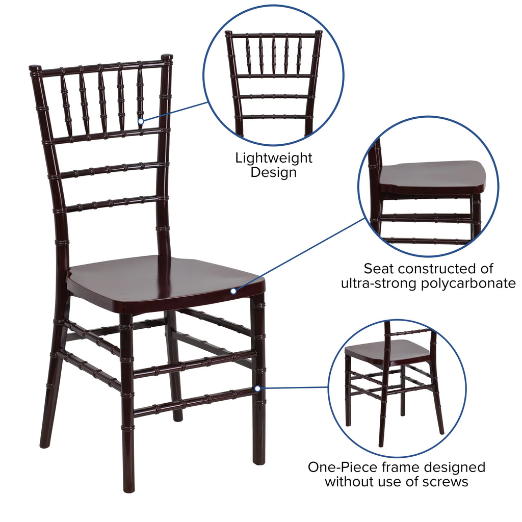 Mahogany Resin Stacking Chiavari Chair B68377