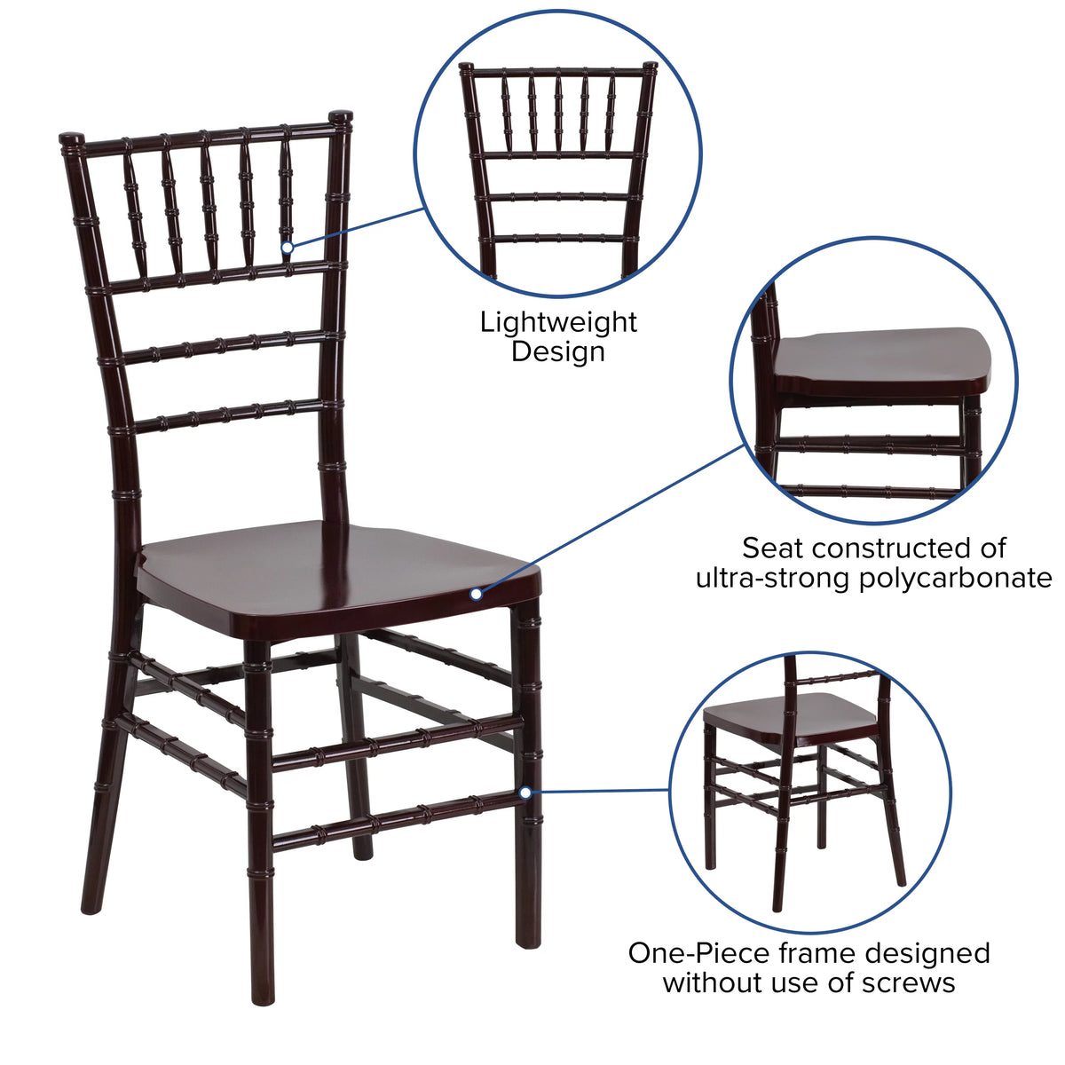 Mahogany Resin Stacking Chiavari Chair B68377