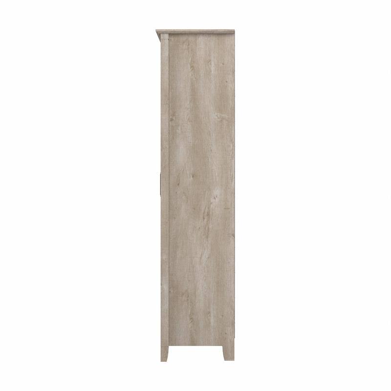 Washed Gray Engineered Wood Bathroom Storage Cabinet with Doors T584131