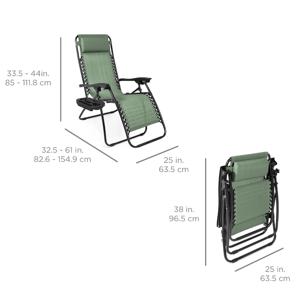 Set of 2 Gray Zero Gravity Lounge Chair Recliners J822