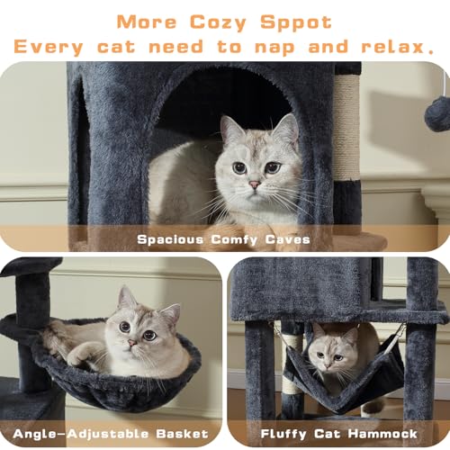 70-Inch Light Gray Cat Tree Tower with Hammock N853
