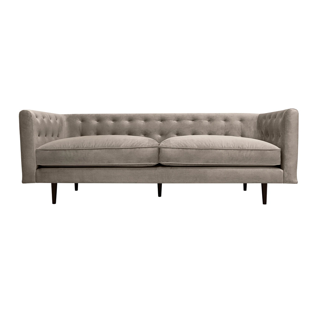 Fossil Gray Velvet Sofa with Black Wood Legs M8336