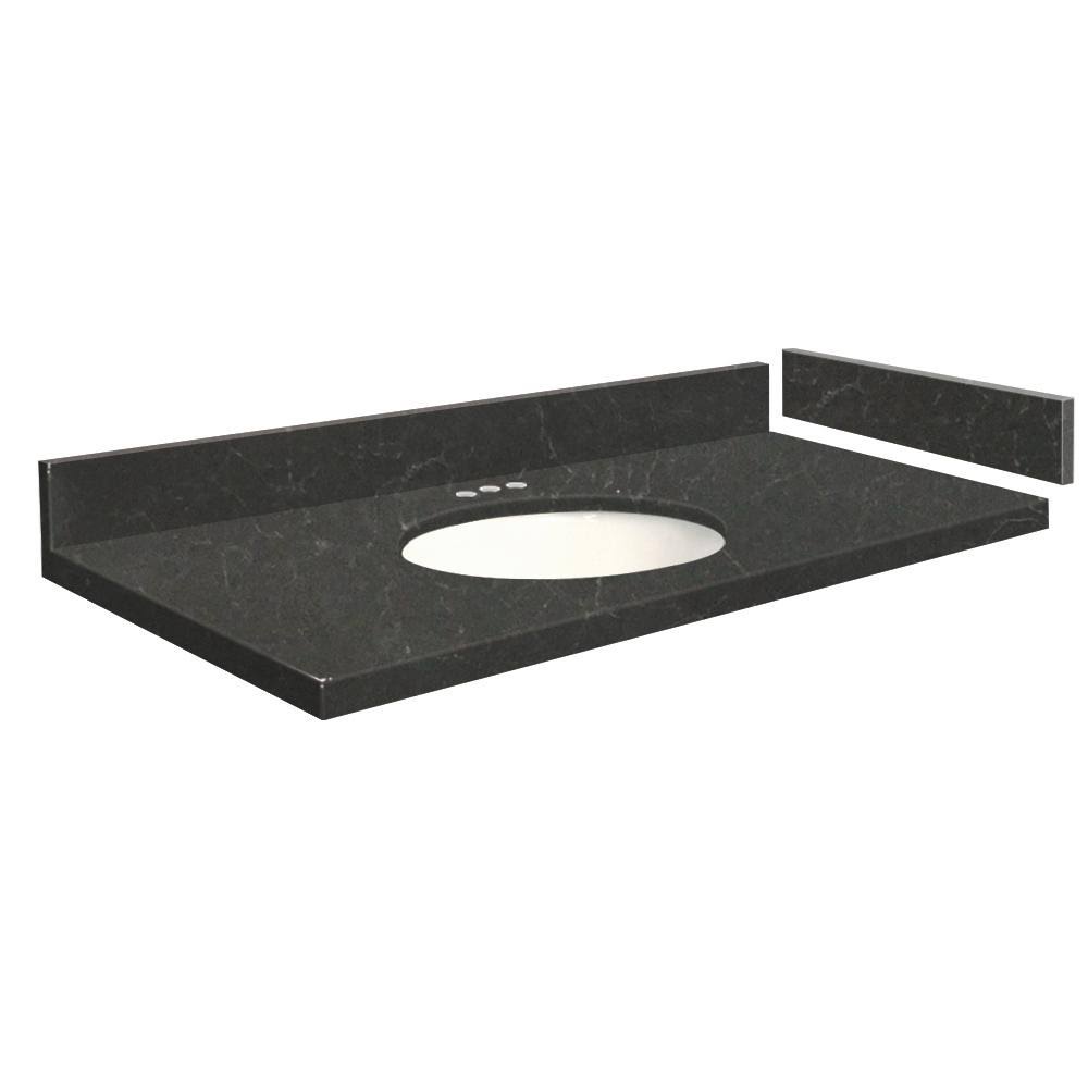 Black Carrara Quartz Bathroom Vanity Top I62952