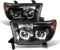 Black LED Projector Headlights Driver + Passenger S9125