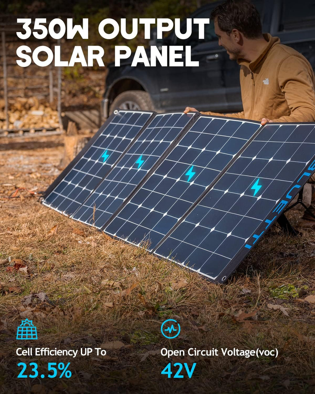 350W Foldable Solar Panel with Adjustable Kickstand J7349