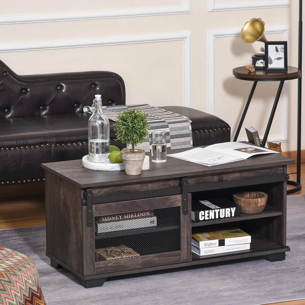 Dark Brown Coffee Table with Storage N4499