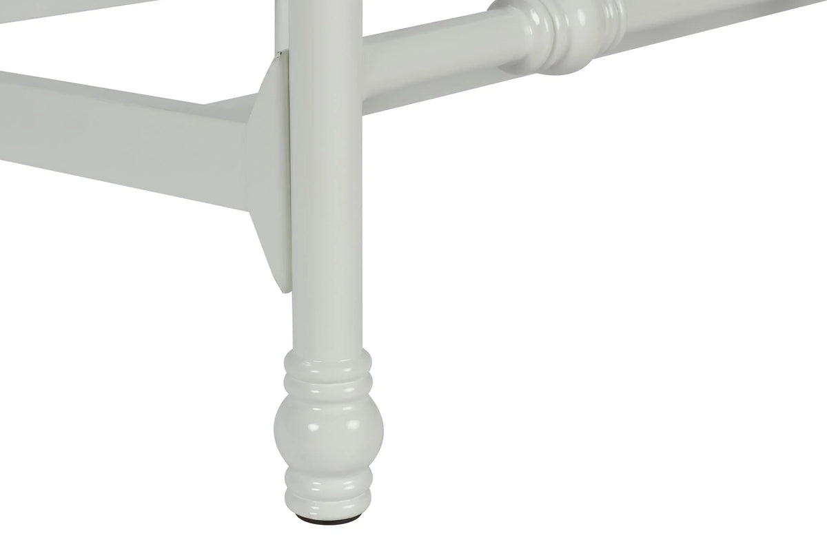White Twin Metal Bed Frame with Headboard L85878