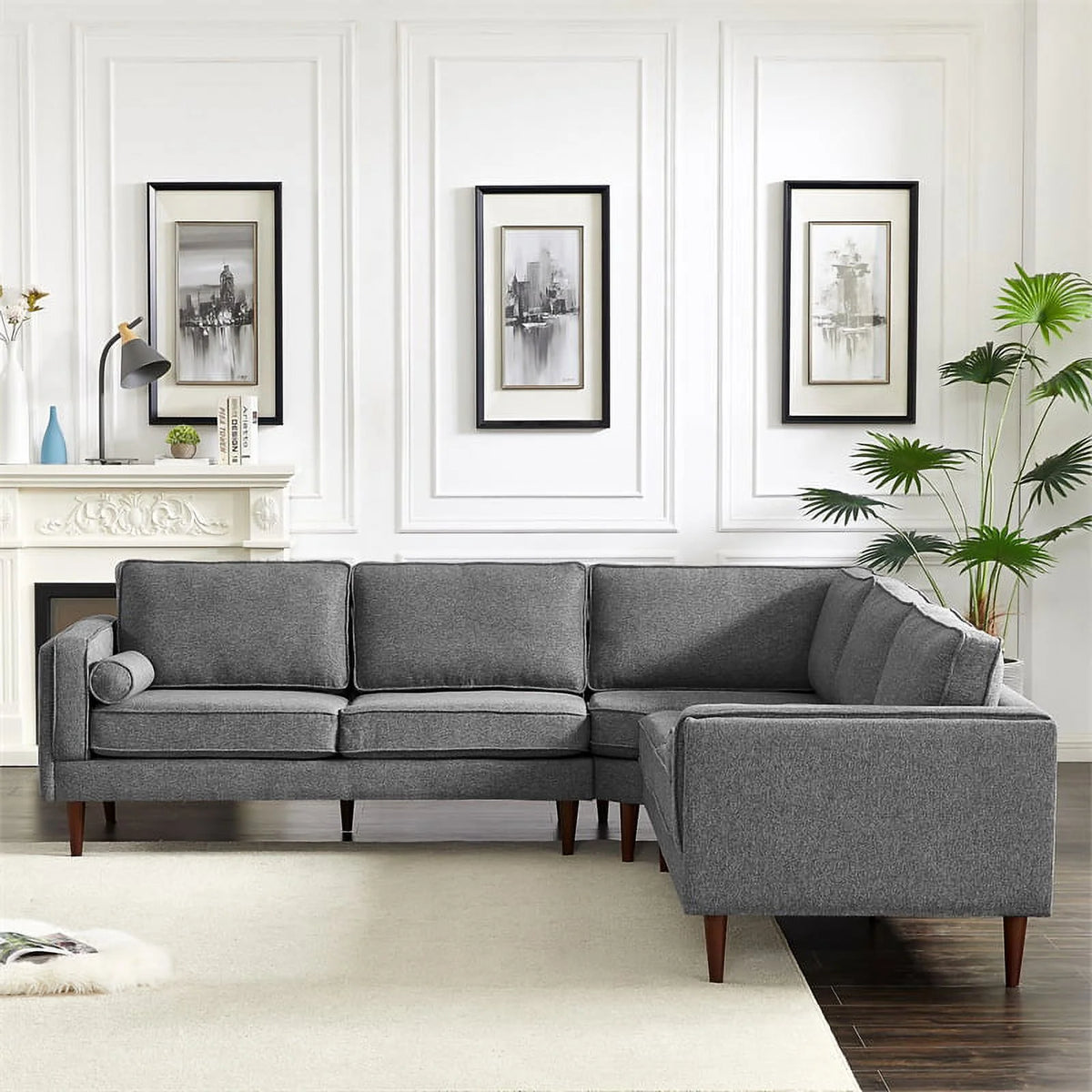 Dark Gray Fabric Corner Sofa J1771