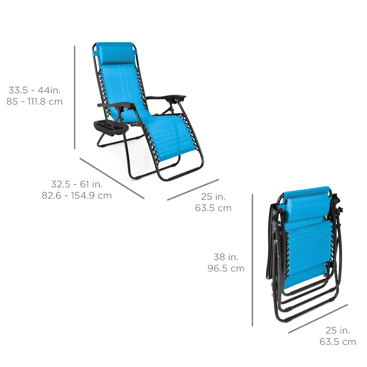 Set of 2 Gray Zero Gravity Lounge Chair Recliners J822