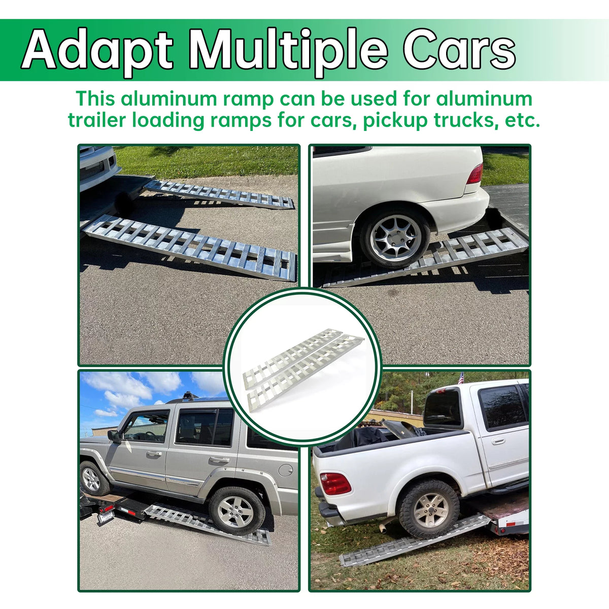 Pair Truck Trailer Ramps 80" X 15" X 2.3" 6000 LBS Silver Aluminum H88719