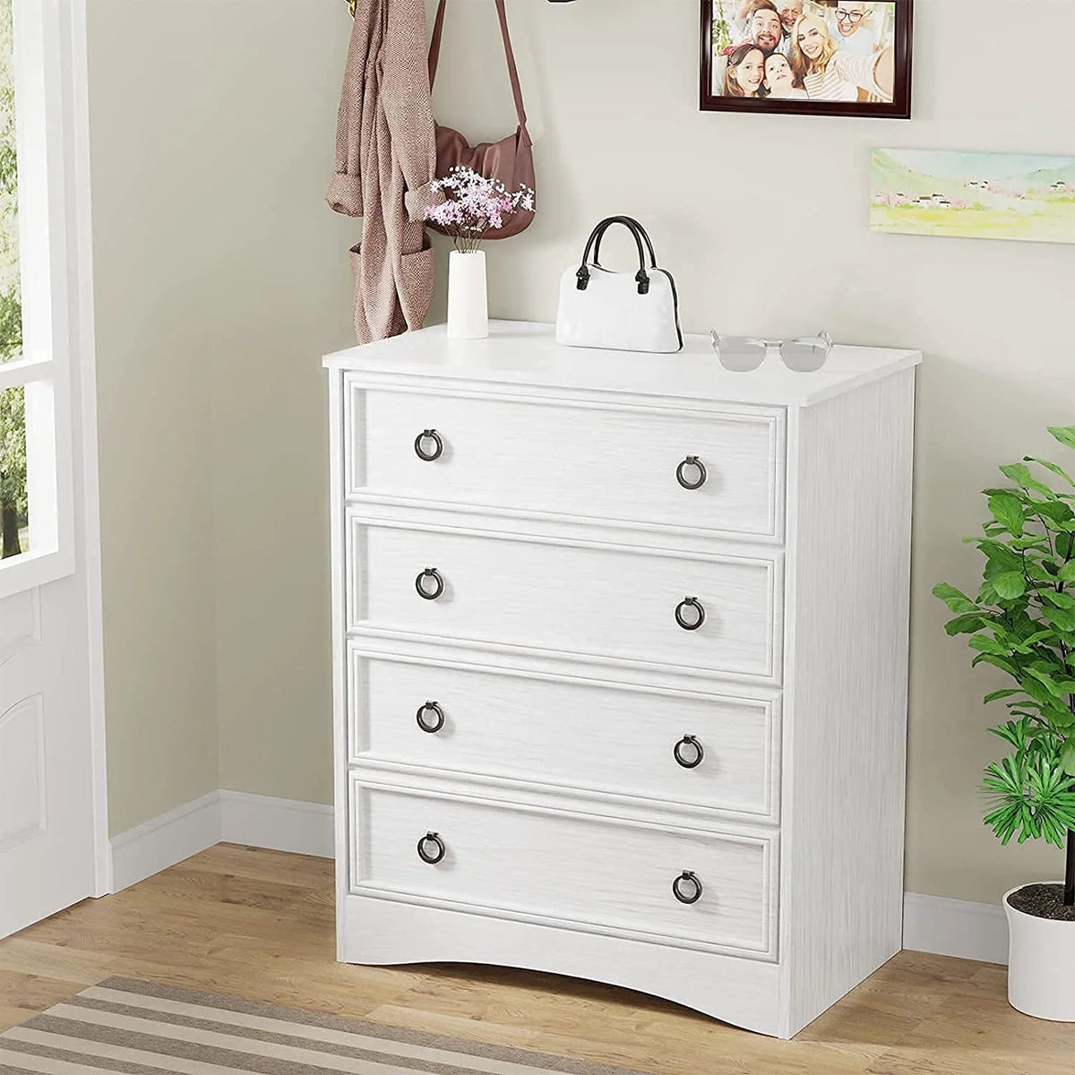 4 Drawer Gray Wood Dresser K5500