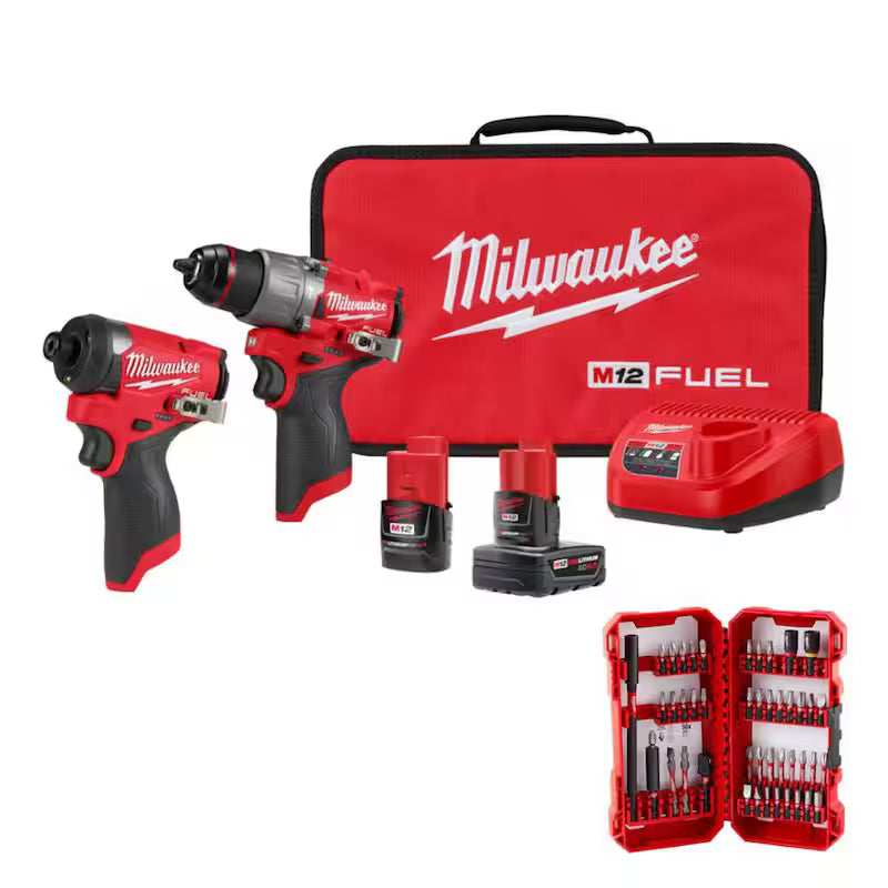 12-Volt Brushless Cordless Hammer Drill & Impact Driver Combo Kit (2-Tool) with Bit Set (45-Piece) K38904
