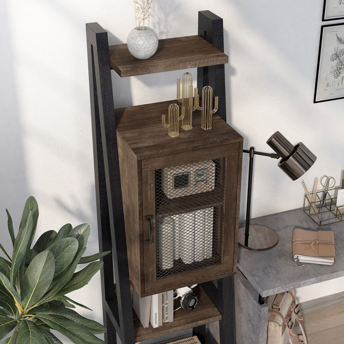 Reclaimed Oak Wood Tower Cabinet with Adjustable Shelf J578712