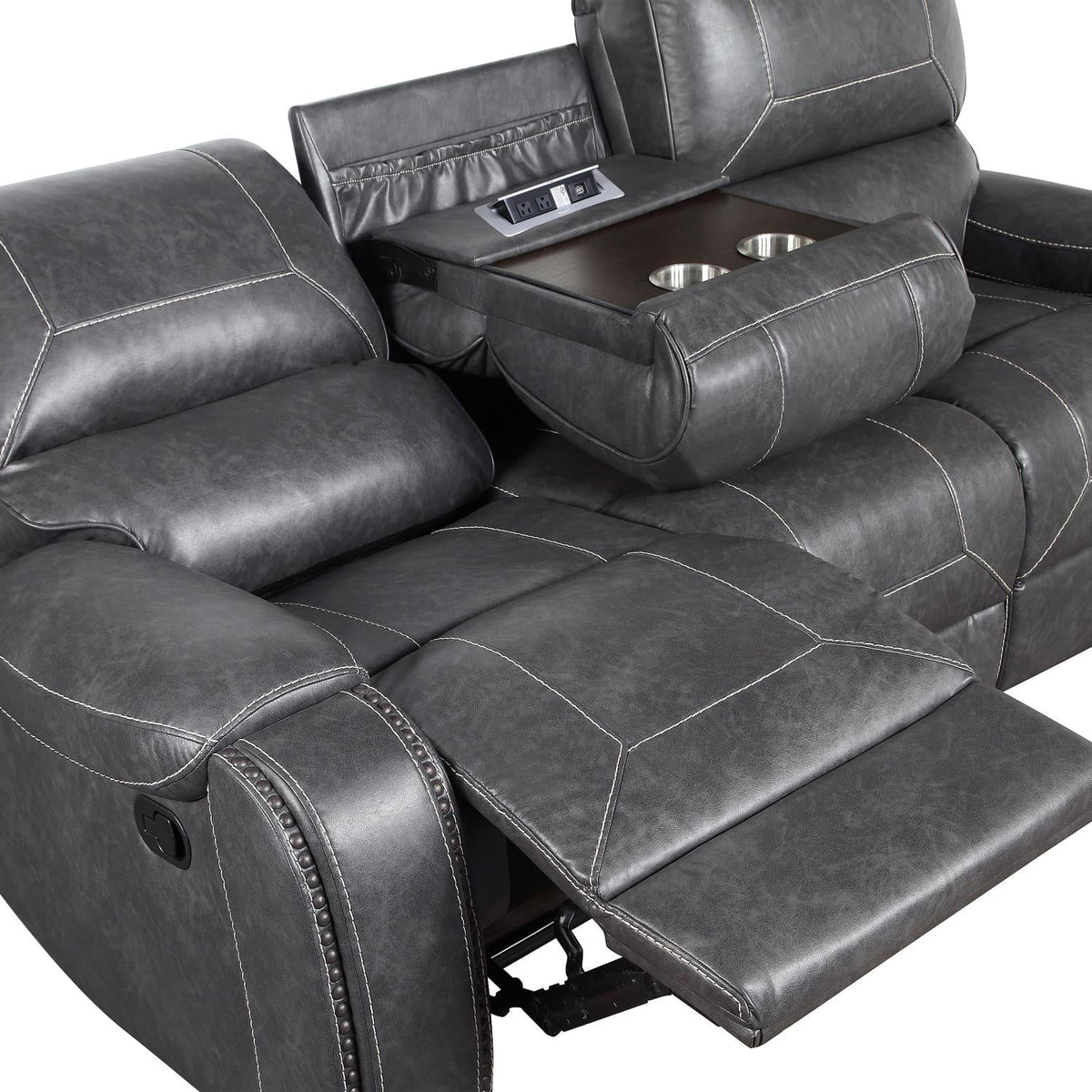 Manual Recliner Sofa Grey A83058