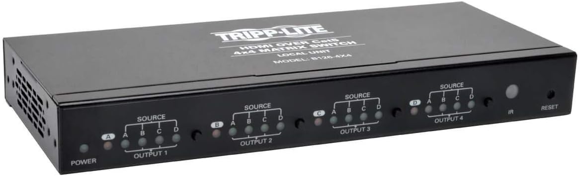 4x4 HDMI Over Cat5 Cat6 Matrix Splitter Switch Black K6280