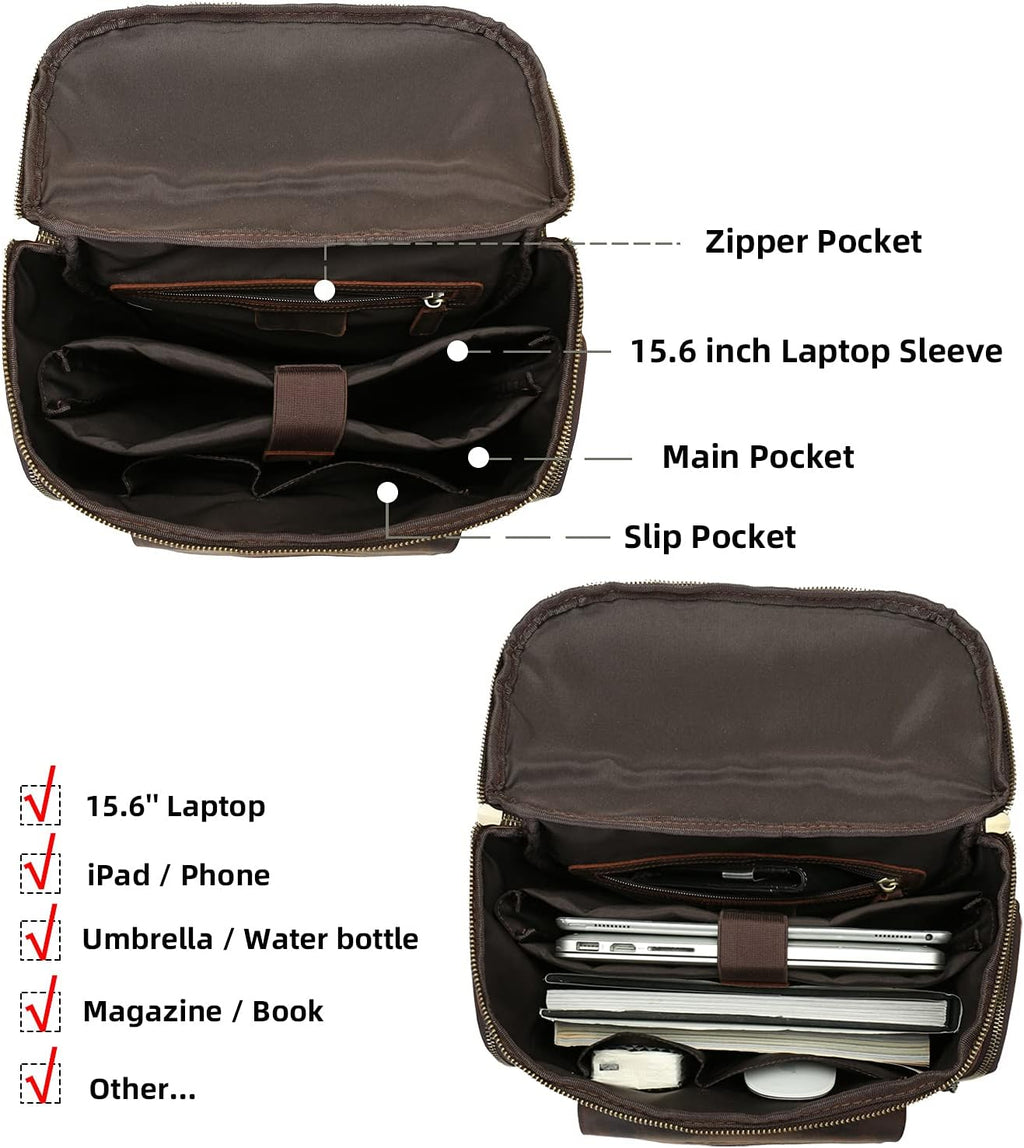 Leather 15.6 inch Laptop Backpack Z373747