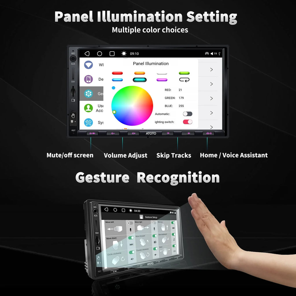 7inch QLED Double Din Car Stereo with Wireless Carplay Android Auto F98032