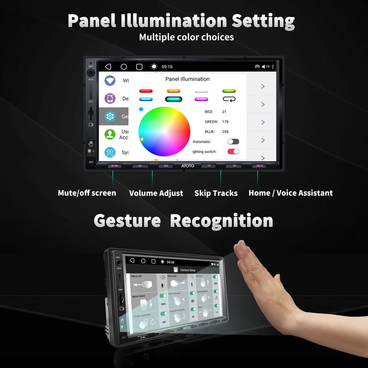 7inch QLED Double Din Car Stereo with Wireless Carplay Android Auto F98032